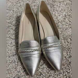 Cole Haan Pumps Women’s Size 10 Gold Leather Loafers Braided Pointed Toe